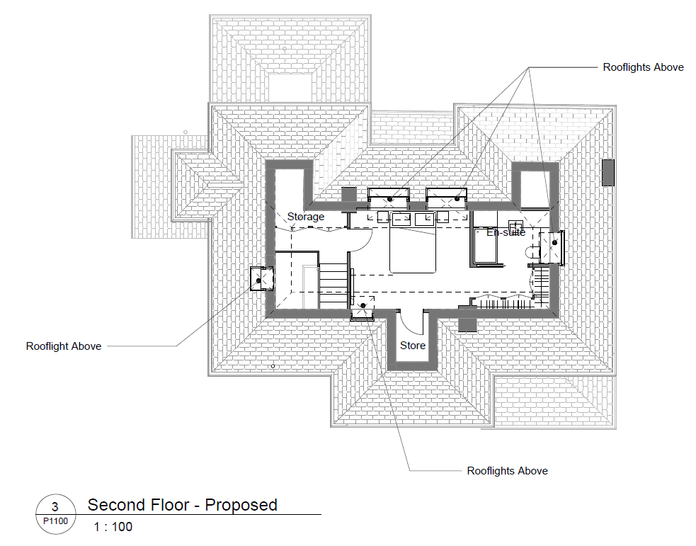 Proposed loft floor plan with loft conversion and en-suite bedroom