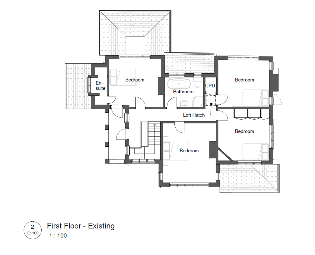 existing first floor plan showing balcony and landing