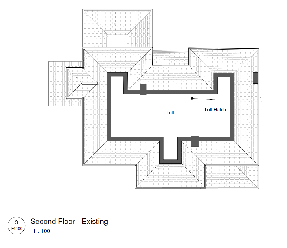 existing loft floor plan showing loft storage space