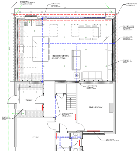 plans showing layout of ground floor of house