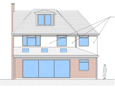 Plans showing rear elevation of building