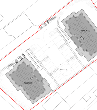 site plan for 20 high spec low energy apartments