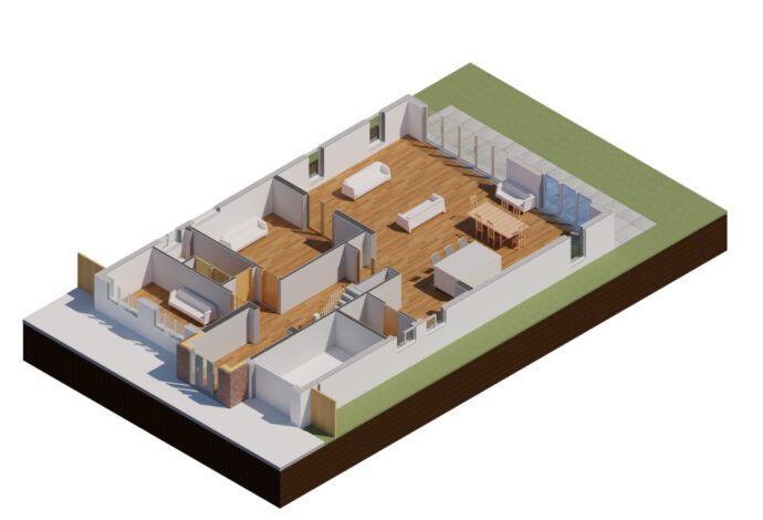3D Ground Floor Plan Proposed