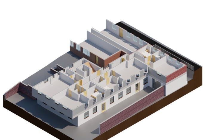 Conversion of a commercial building into 15 modern apartments - 3D Proposed first Floor