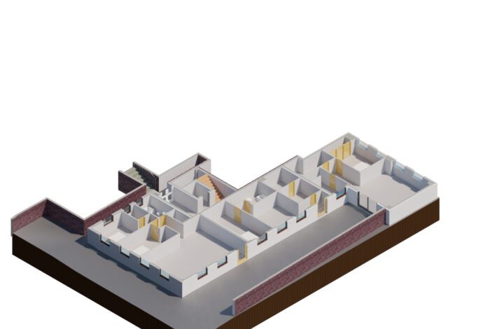 Conversion of a commercial building into 15 modern apartments - 3D Proposed ground Floor