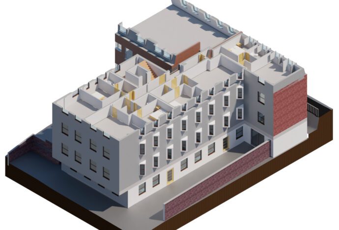 Conversion of a commercial building into 15 modern apartments - 3D Proposed Third Floor