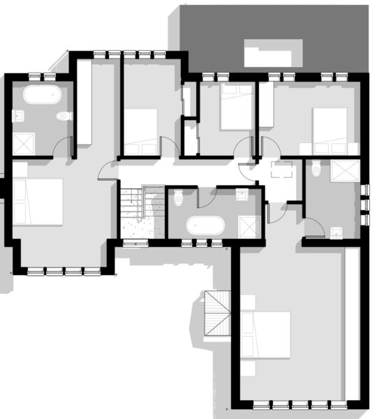 Extended and re-modelled 5-bedroom executive house Proposed first Floor Plan