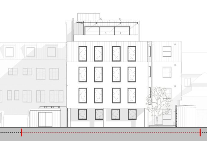 Conversion of a commercial building into 15 modern apartments - proposed plan rear