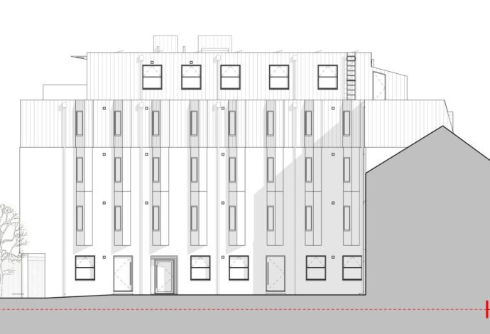 Conversion of a commercial building into 15 modern apartments - proposed plan side