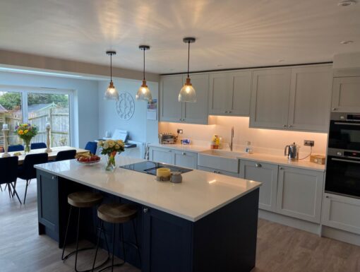 large kitchen/living/dining space