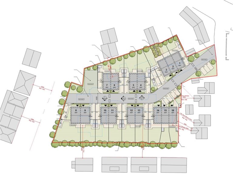16 unit new build scheme including social housing site plan