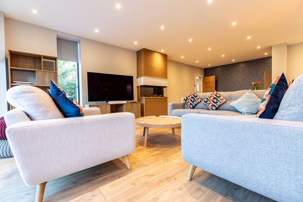 Convert a dormer bungalow into a stunning part zinc clad executive home - completed living room