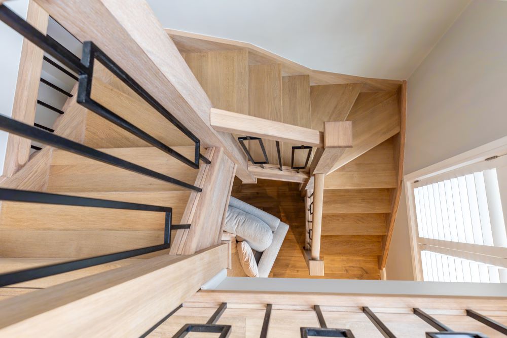 Convert a dormer bungalow into a stunning part zinc clad executive home - completed staircase
