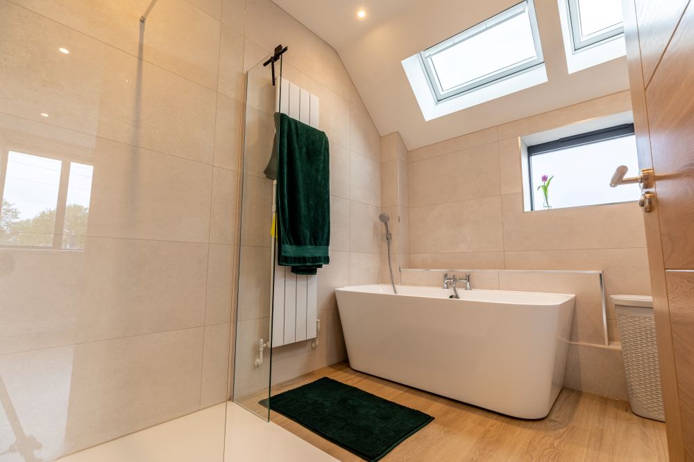 Convert a dormer bungalow into a stunning part zinc clad executive home - completed bathroom