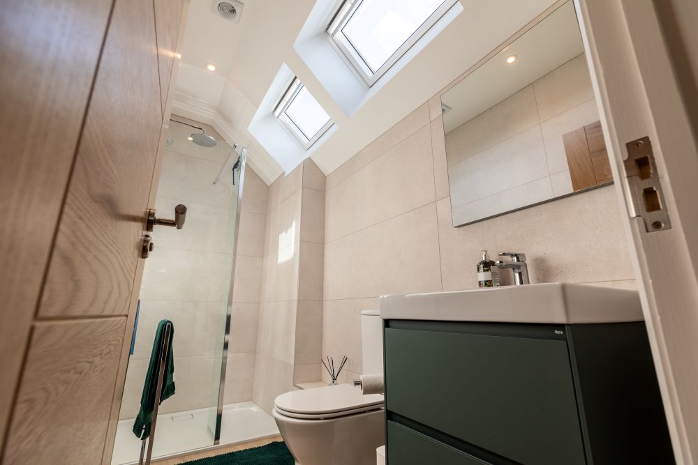 Convert a dormer bungalow into a stunning part zinc clad executive home - completed bathroom
