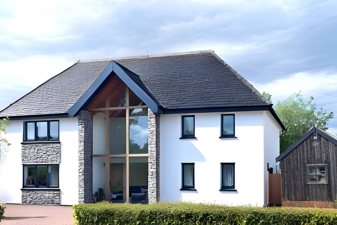 New build 5 bedroom eco build detached house - proposed external view