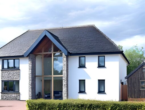 New build 5 bedroom eco build detached house - proposed external view