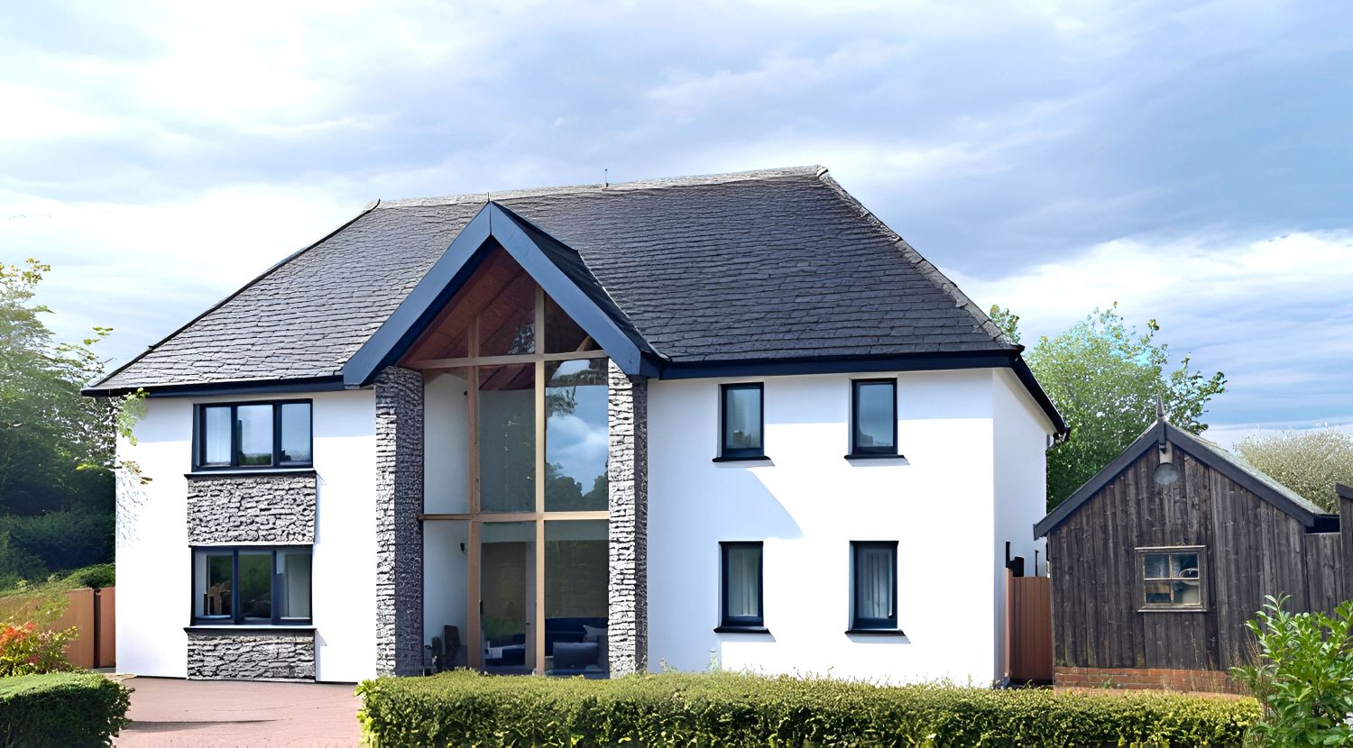New build 5 bedroom eco build detached house - proposed external view