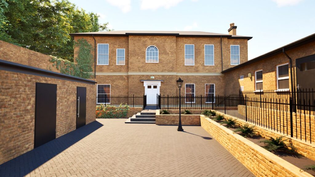 Rear elevation for the project to Convert a grade 2 listed office building into residential accommodation consisting of 8no. apartments