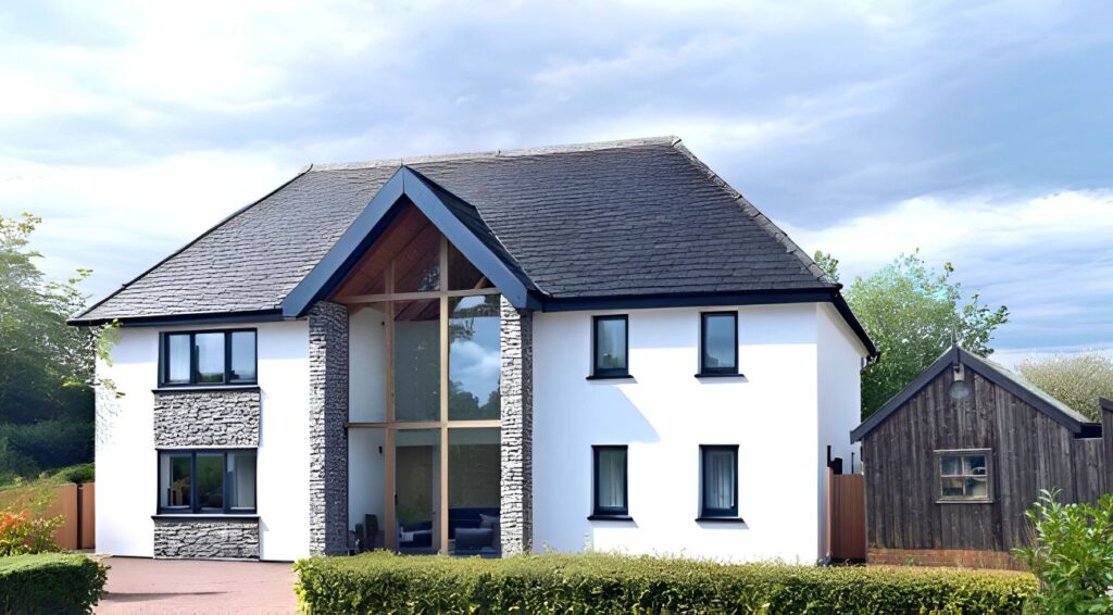 Self-build detached rendered house