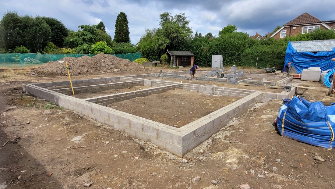 Self-build detached rendered house - in progress