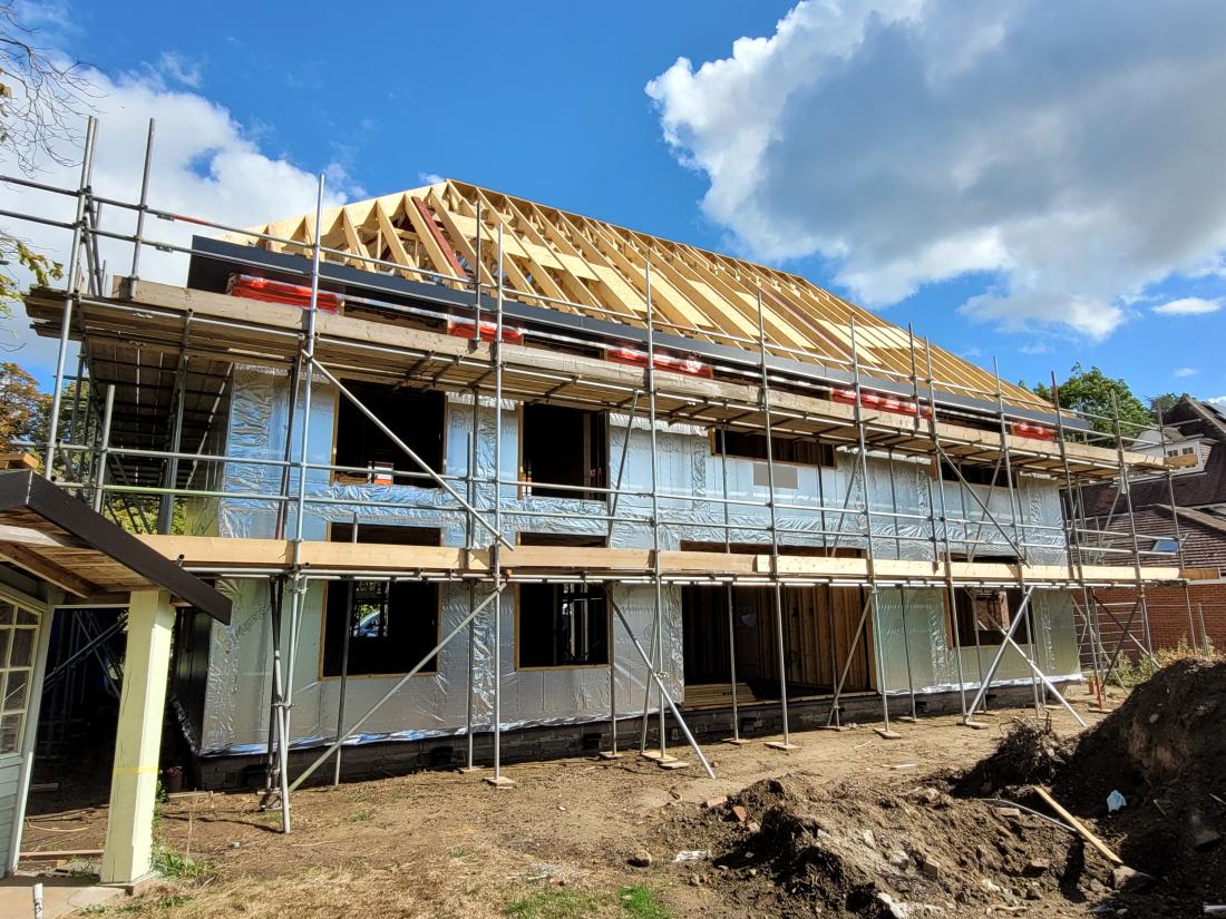 Self-build detached rendered house - in progress