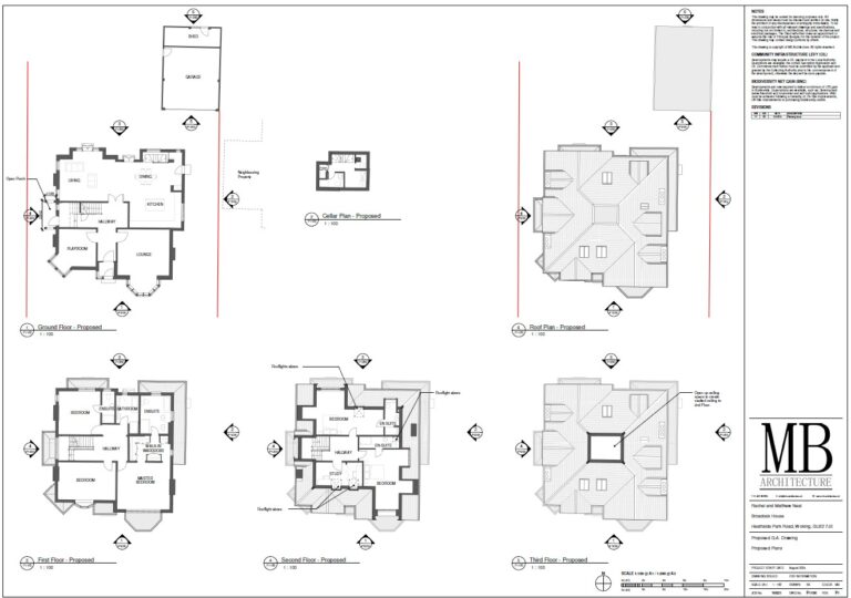 proposed plans for Complete refurbishment of 4 storey locally listed period property